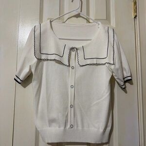 Zara White Cardigan with Black Accents